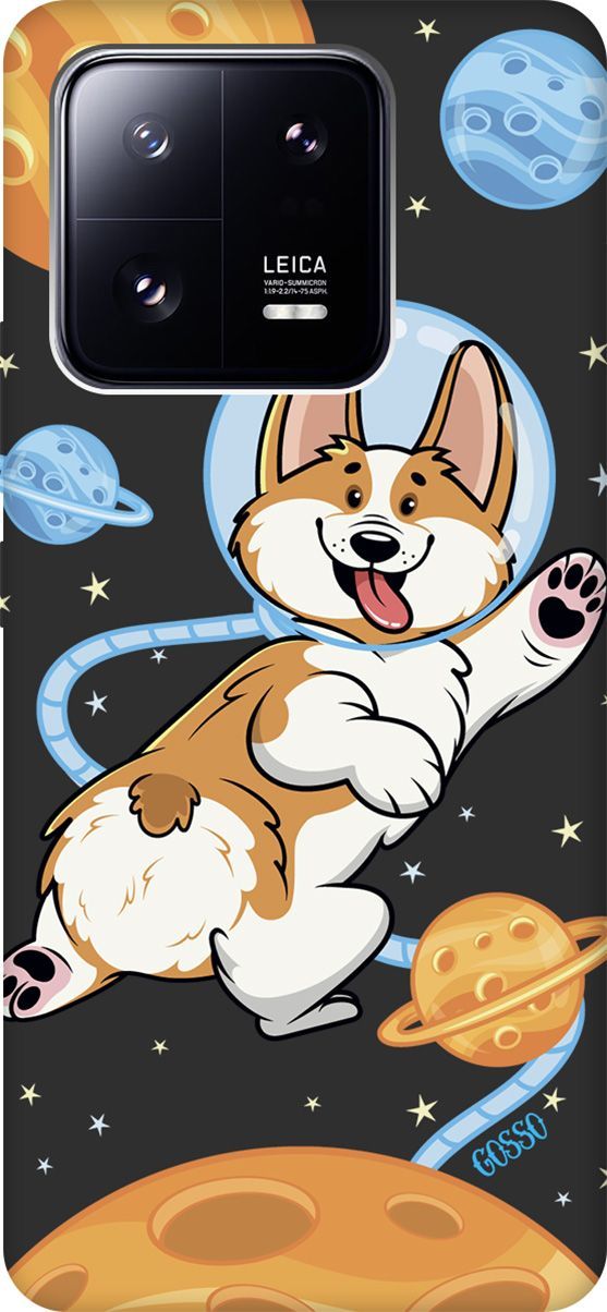 

Матовый Soft Touch Чехол на Xiaomi 13 Pro с 3D принтом "CosmoCorgi" черный, Черный;коричневый, 158978