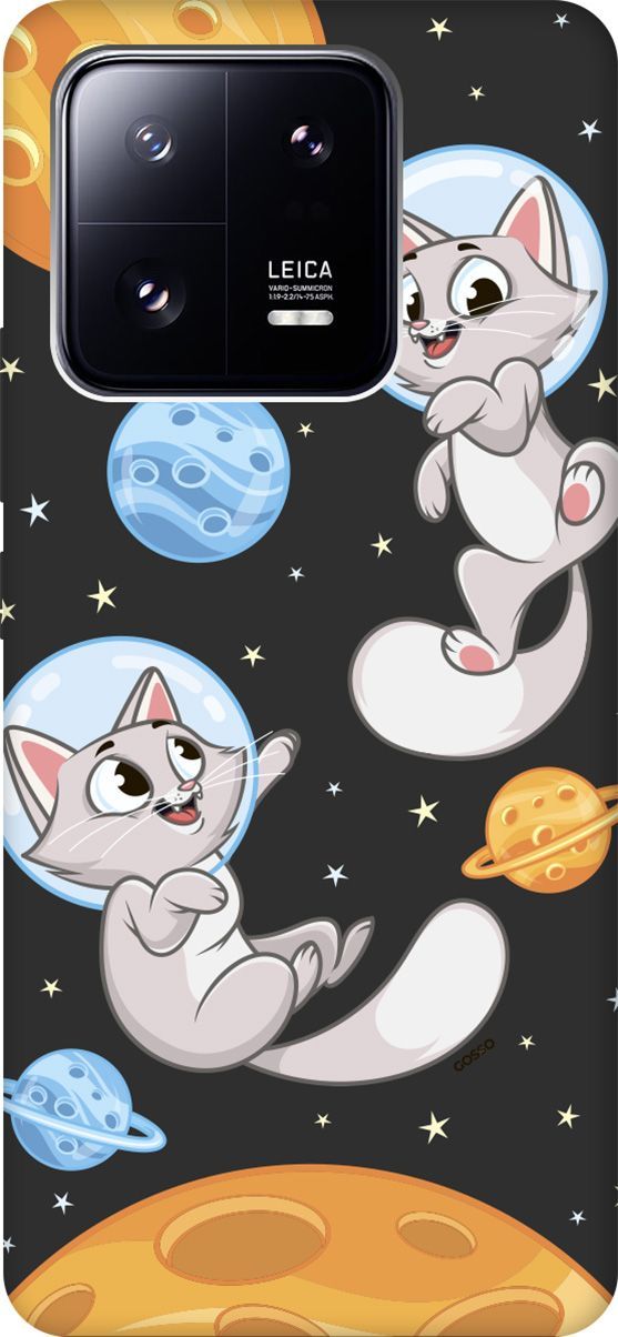 

Матовый Soft Touch Чехол на Xiaomi 13 Pro с 3D принтом "CosmoCats" черный, Черный;серый, 158978