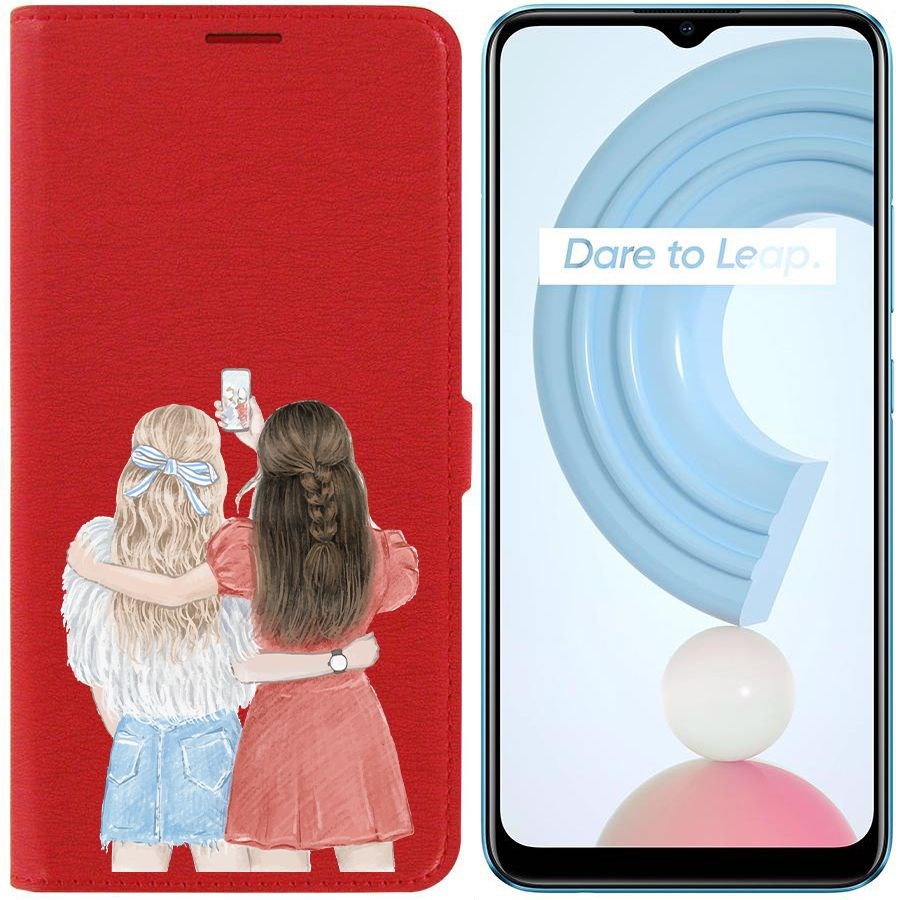 

Чехол-книжка Krutoff Eco Book для Realme C21Y Лучшие подруги (красный)