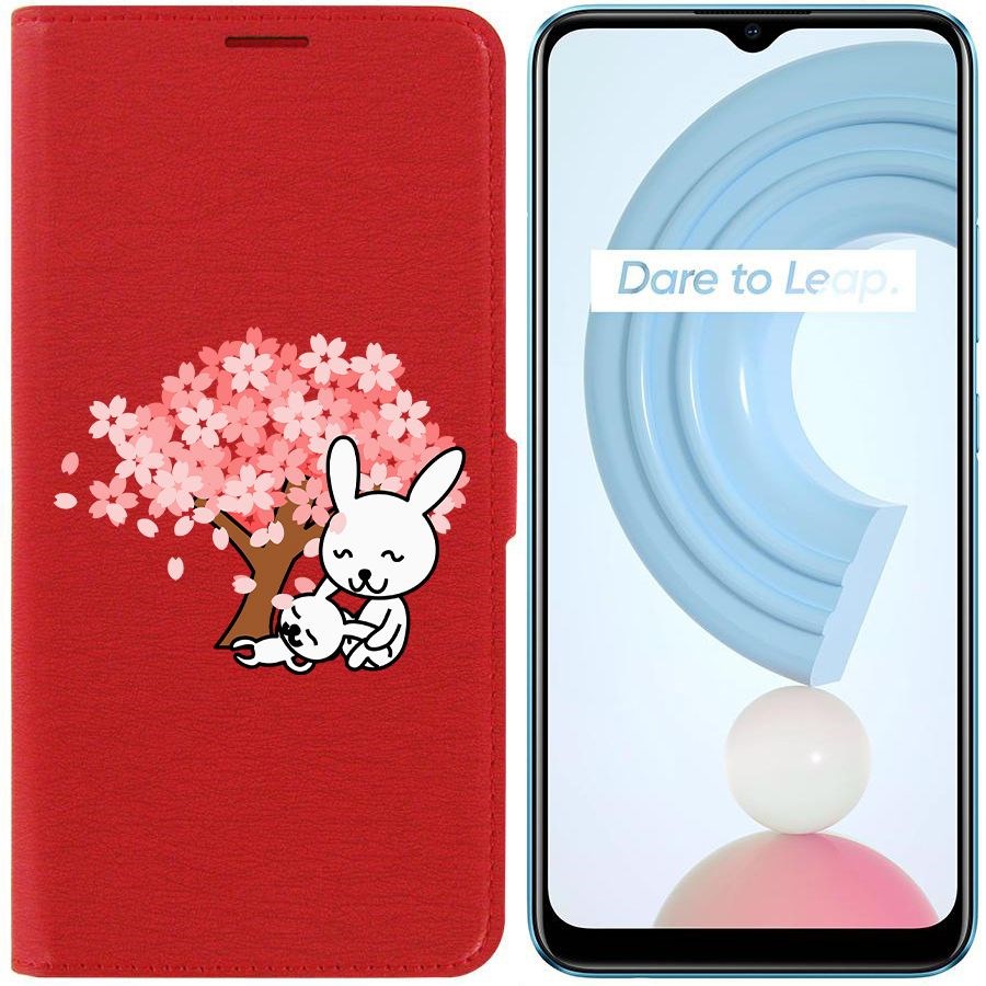 

Чехол-книжка Krutoff Eco Book для Realme C21Y Кролики (красный)