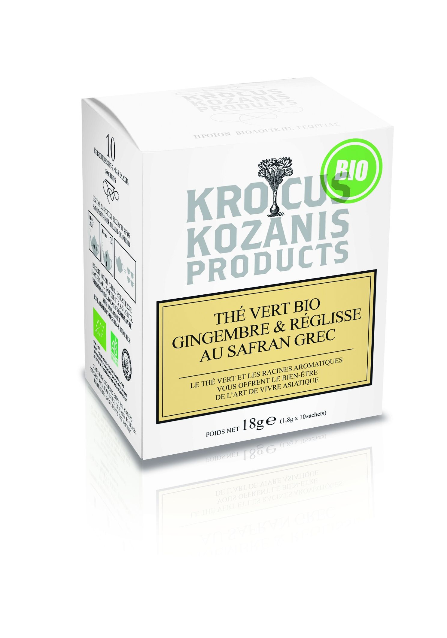 

Травяной чай KROCUS KOZANIS с имбирем и шафраном bio, 1.8 г х 10 шт, Чай в пакетиках