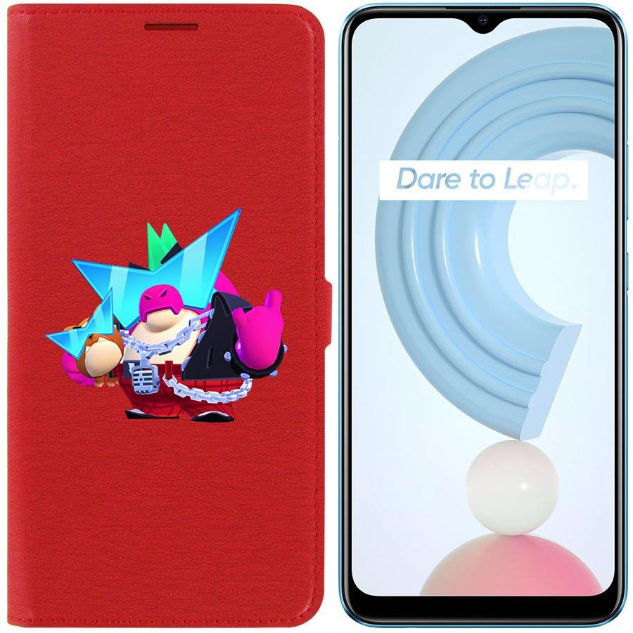 

Чехол-книжка Krutoff Eco Book для Realme C21Y Brawl Stars-Плохиш Базз (красный)