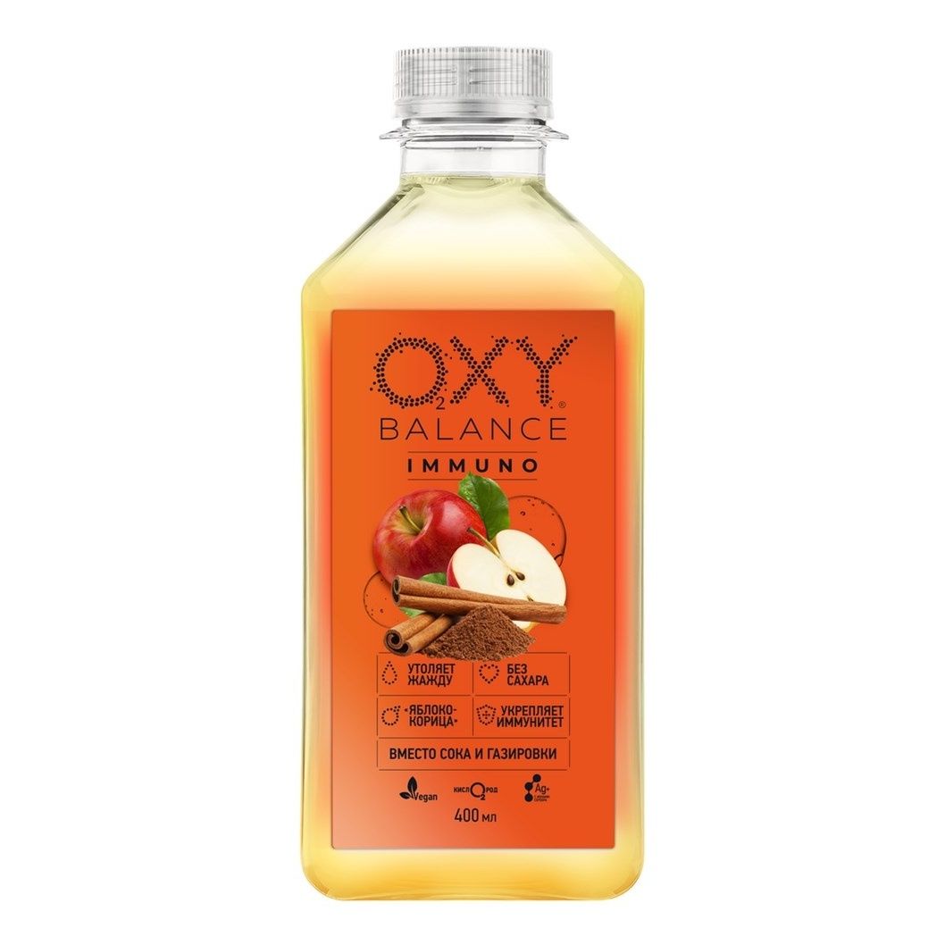 Вода ароматизированная Oxy Balance Immuno Яблоко-Корица негазированная 400 мл х 9 шт