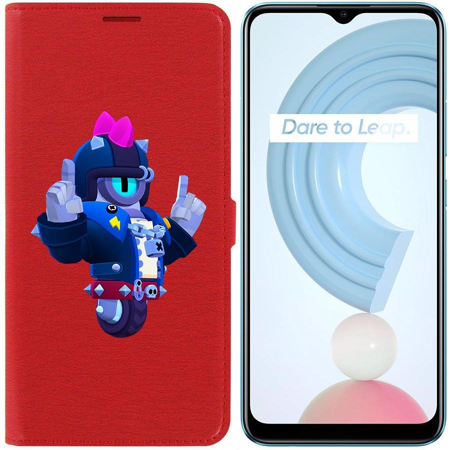 

Чехол-книжка Krutoff Eco Book для Realme C21Y Brawl Stars-Дикий Сту (красный)