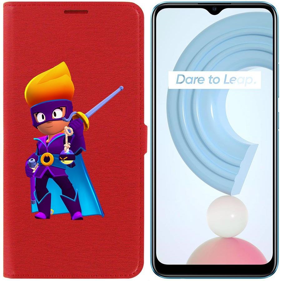 

Чехол-книжка Krutoff Eco Book для Realme C21Y Brawl Stars-Амбер де Ла Вега (красный)