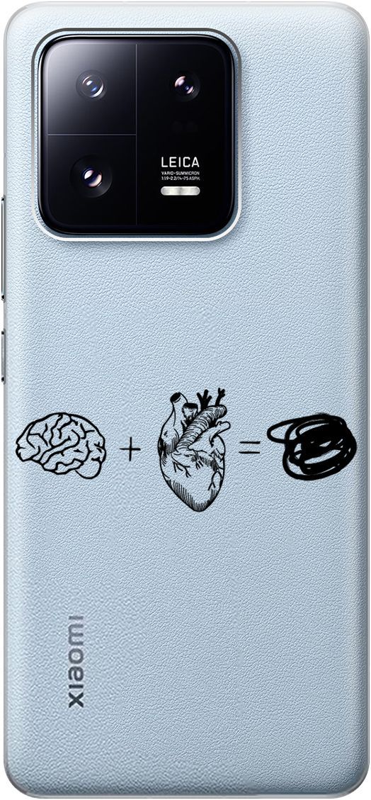 

Чехол на Xiaomi 13 Pro с 3D принтом "Brain Plus Heart" прозрачный, Прозрачный;черный, 158976