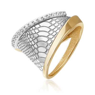 Кольцо из комбинированного золота с фианитом р. 18,5 PLATINA jewelry 01-5714-00-401-1121