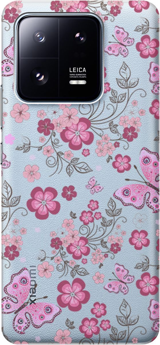 

Чехол на Xiaomi 13 Pro с 3D принтом "Butterflies and Flowers" прозрачный, Прозрачный;розовый, 158975