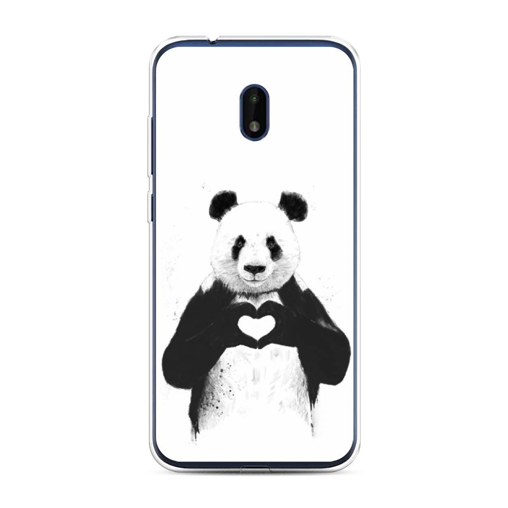 

Чехол Awog на Nokia C1 Plus / Нокиа C1 Plus "Панда love", Серебристый, 124650-10