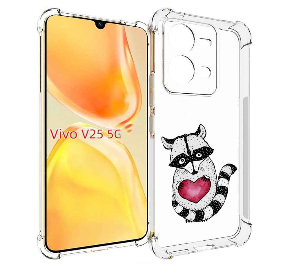 

Чехол MyPads Енот с сердечком для Vivo V25 5G / V25e, Прозрачный, Tocco