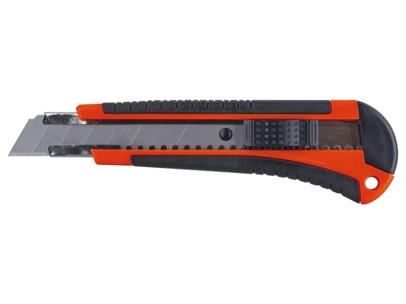 Нож ОнЛайт OHT-Nv02-18 18mm 82 956 технический нож лезвие 18мм двухкомпонентный корпус металлическая направляющая фиксатор кобальт 242 151