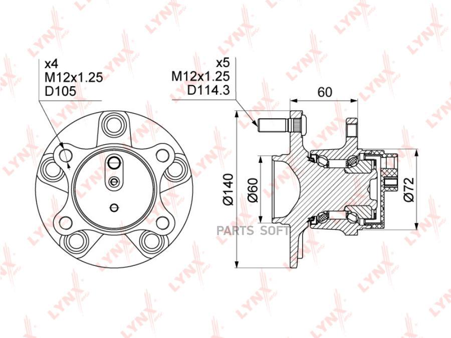 

Подшипник ступицы задней Suzuki SX4/Swift IV 06>10 Lynx WH1099