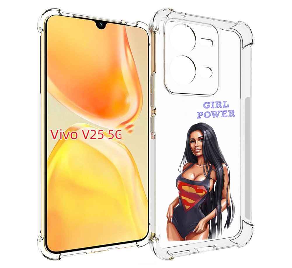 

Чехол MyPads Девушка-супермен женский для Vivo V25 5G / V25e, Прозрачный, Tocco