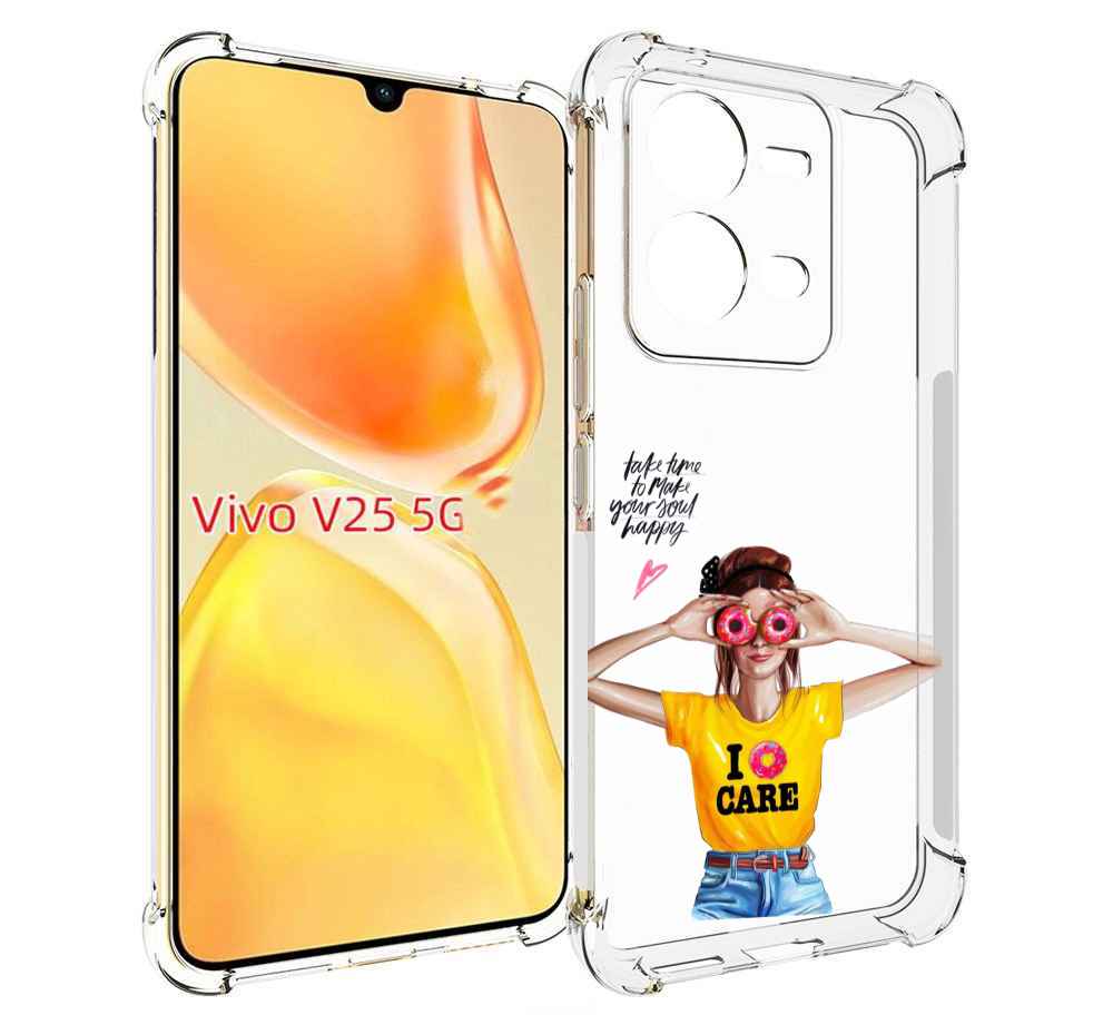 

Чехол MyPads Девушка-с-пончиками женский для Vivo V25 5G / V25e, Прозрачный, Tocco