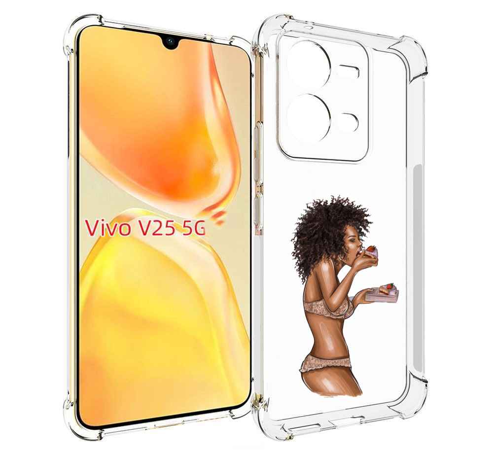 

Чехол MyPads Девушка-с-пирожными женский для Vivo V25 5G / V25e, Прозрачный, Tocco