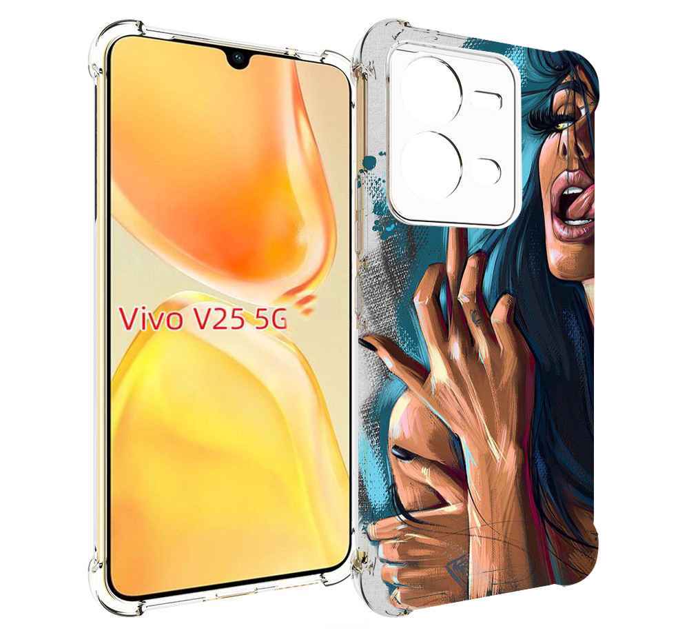

Чехол MyPads Девушка-нарисованная-дерзкая женский для Vivo V25 5G / V25e, Прозрачный, Tocco