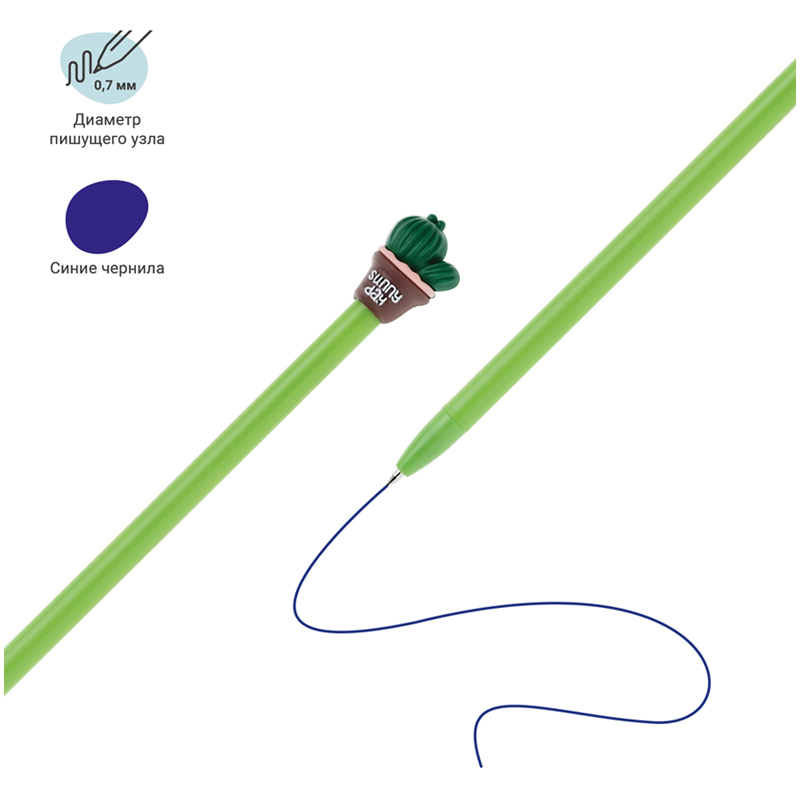 

Ручка шариковая MESHU Cactus синяя, 0,7мм, корпус ассорти, с топпером