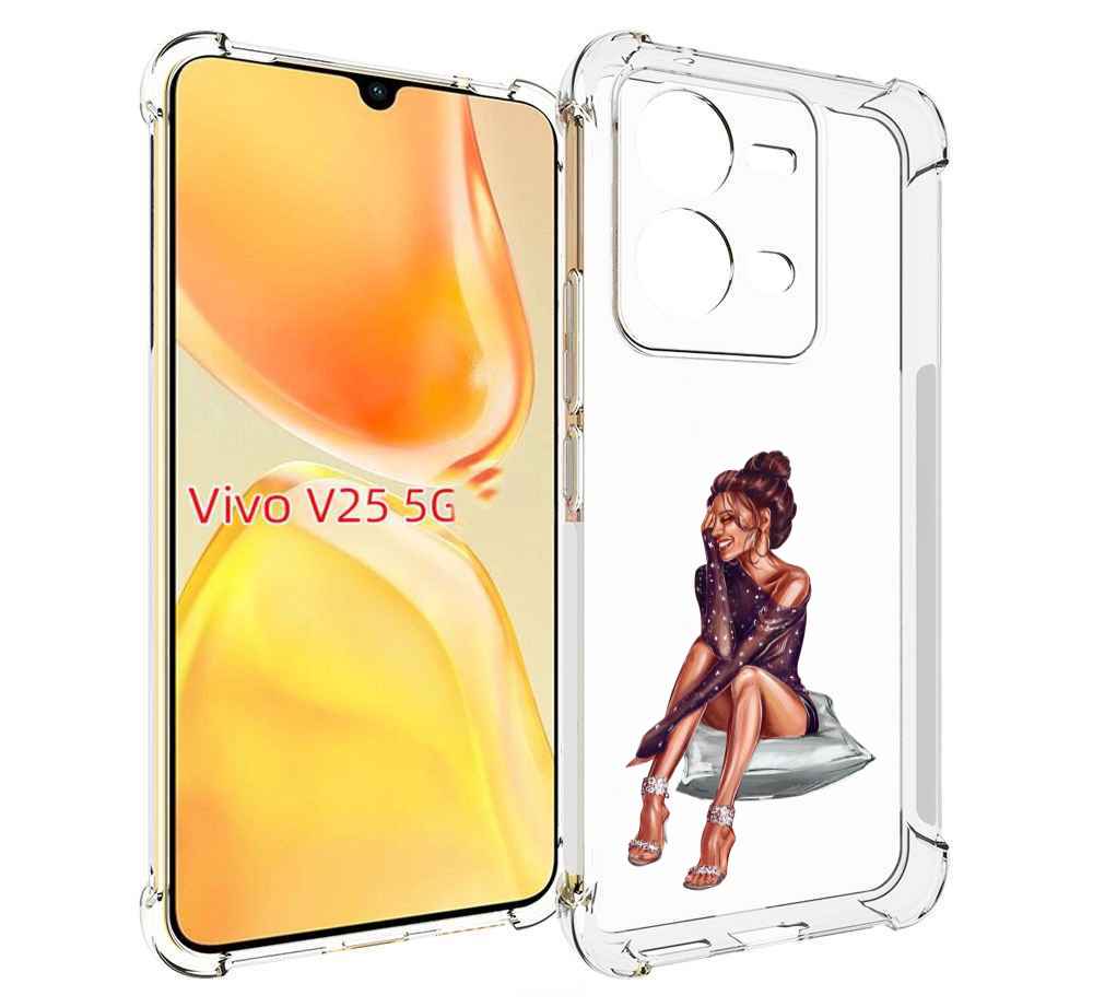 

Чехол MyPads Девушка-на-подушке женский для Vivo V25 5G / V25e, Прозрачный, Tocco