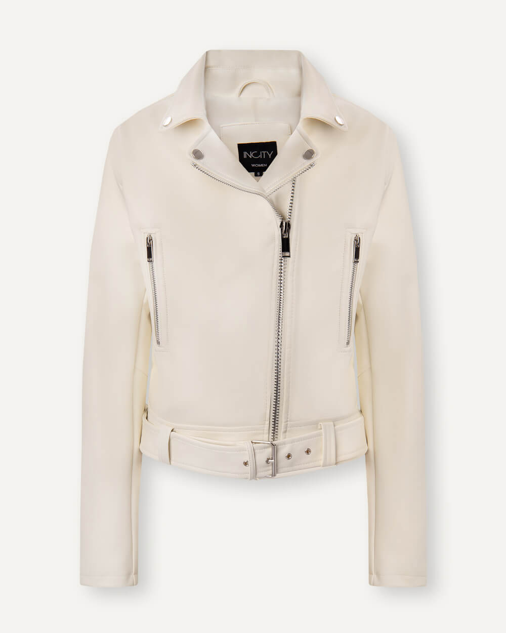 фото Кожаная куртка женская incity 1.1.1.23.01.13.01088 белая m