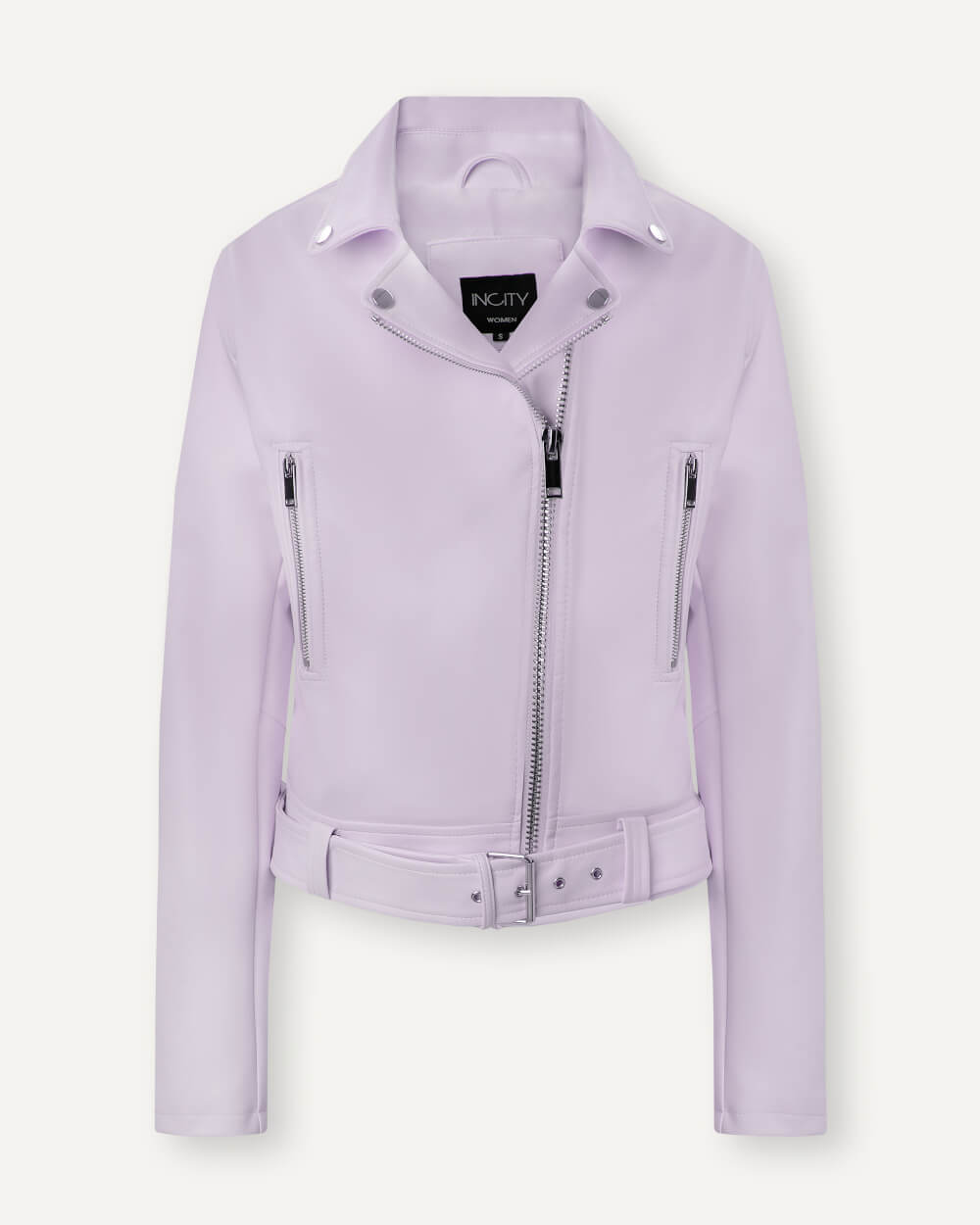 фото Кожаная куртка женская incity 1.1.1.23.01.13.01088 фиолетовая xs