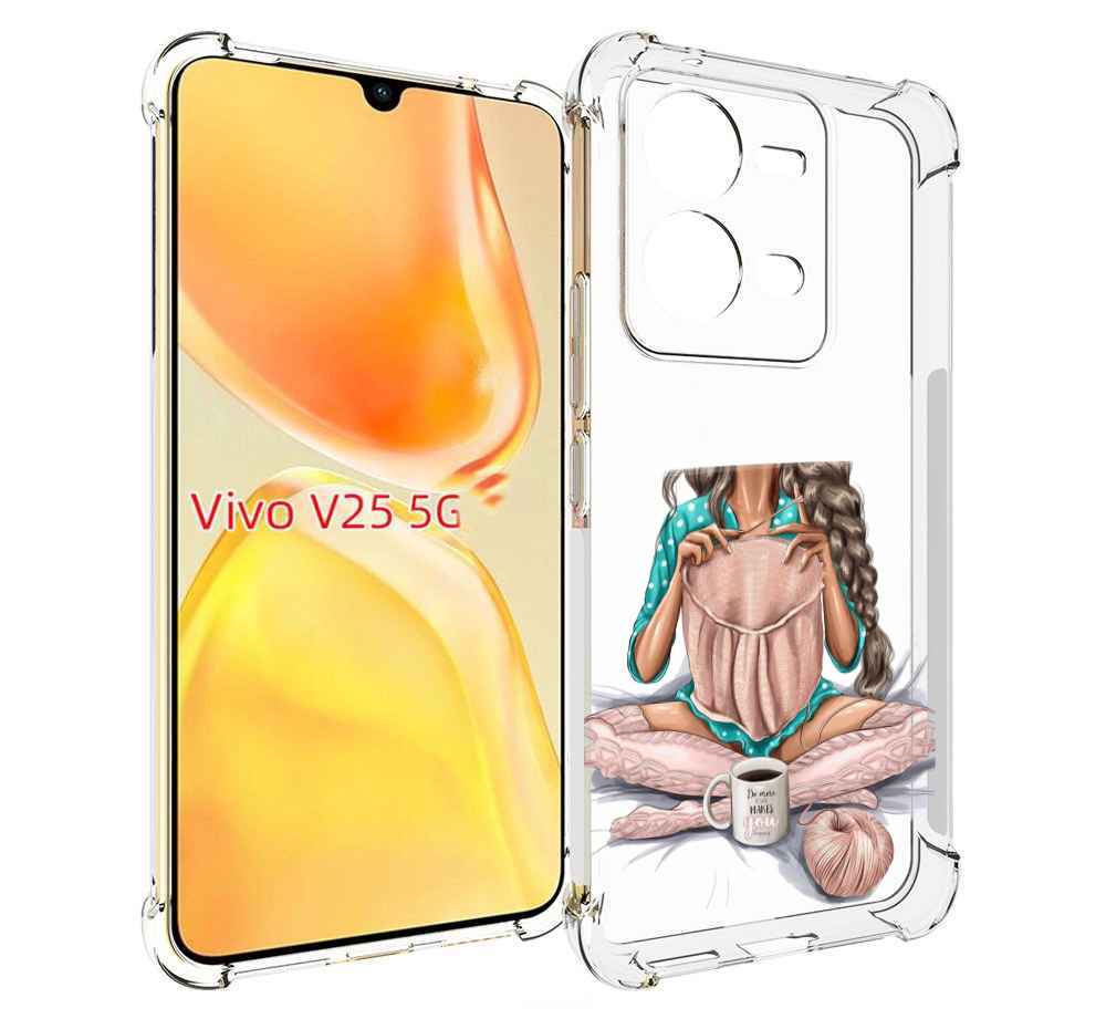 

Чехол MyPads Девушка-вяжет женский для Vivo V25 5G / V25e, Прозрачный, Tocco
