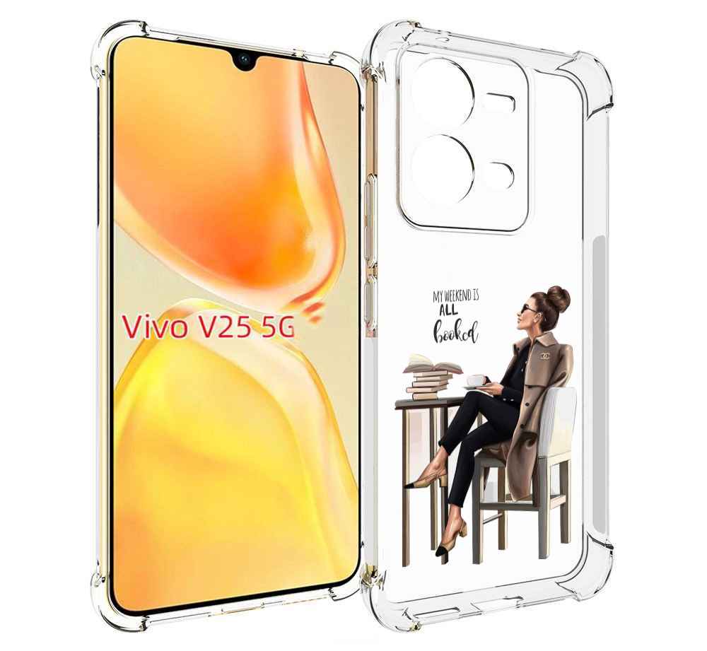 

Чехол MyPads Девушка-в-кофейне для Vivo V25 5G / V25e, Прозрачный, Tocco