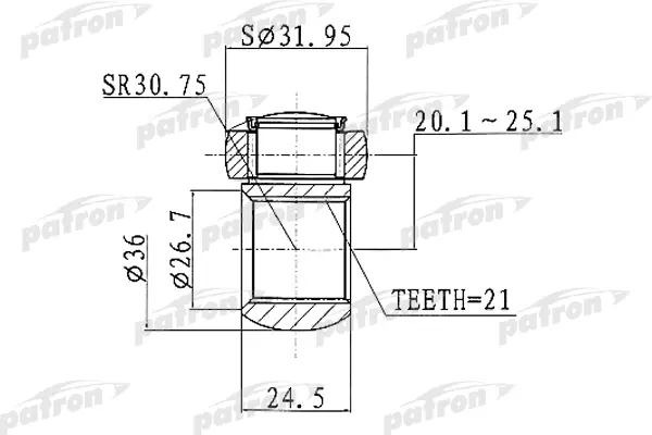 Трипод [Z:21, D:31.9mm] Fiat: Bravo 07>/Punto 99>/Doblo 00>, Lancia: Y 95>  PATRON PTD005