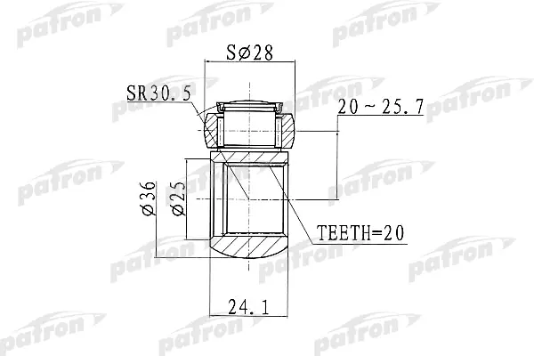 Трипод [Z:20, D:28mm] Fiat: Fiorino 1.0 -1.7i/D 80-93, Lancia Delta  PATRON PTD001