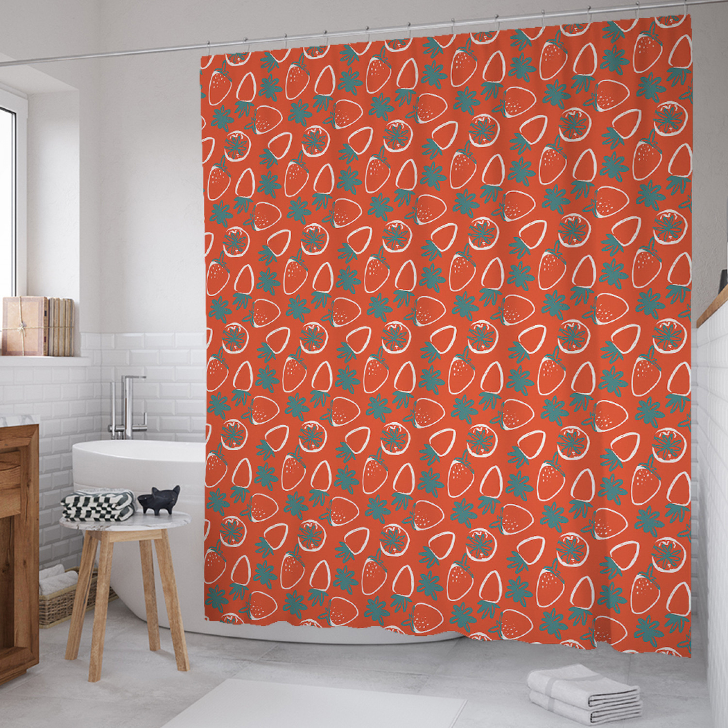 

Штора для ванной JoyArty "Контурная клубника" из сатена, 180х200 см с крючками, Оранжевый, Контурная клубника