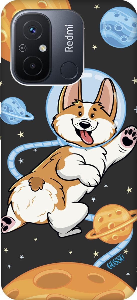 

Чехол на Xiaomi Redmi 12C с 3D принтом "CosmoCorgi" черный, Черный;коричневый, 158936