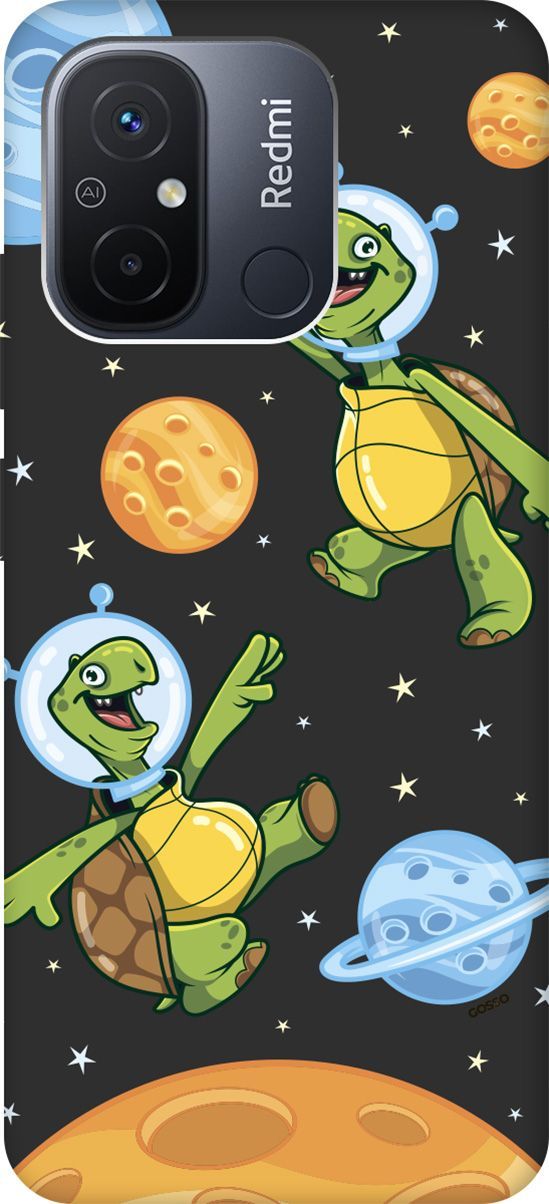 

Чехол на Xiaomi Redmi 12C с 3D принтом "CosmoTurtles" черный, Черный;бежевый, 158936