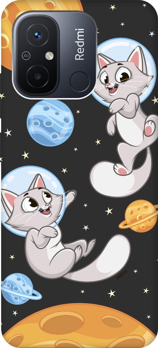 

Чехол на Xiaomi Redmi 12C с 3D принтом "CosmoCats" черный, Черный;серый, 158936