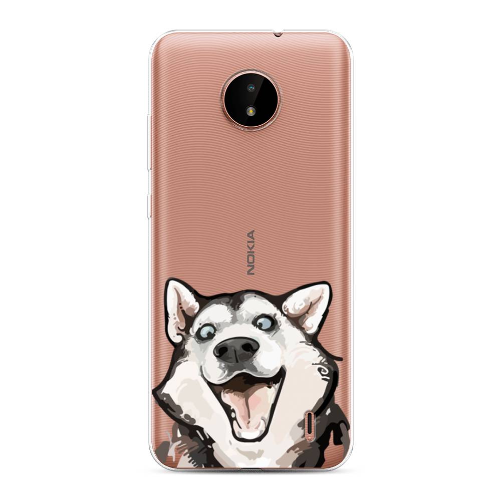 

Чехол Awog на Nokia C20 / Нокиа C20 "Радостный хаски", Белый;голубой;черный, 124350-1
