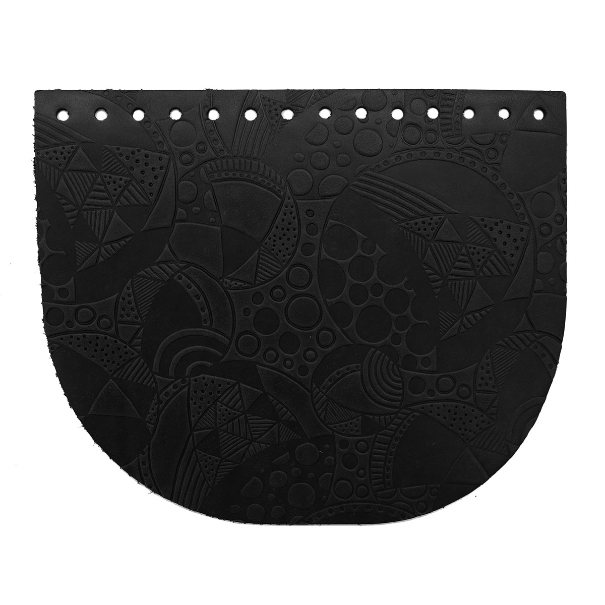 фото Крышечка для сумки абстракция с кругом, 20,4см*17,2см, дизайн №2004, кожа (черный) галерея