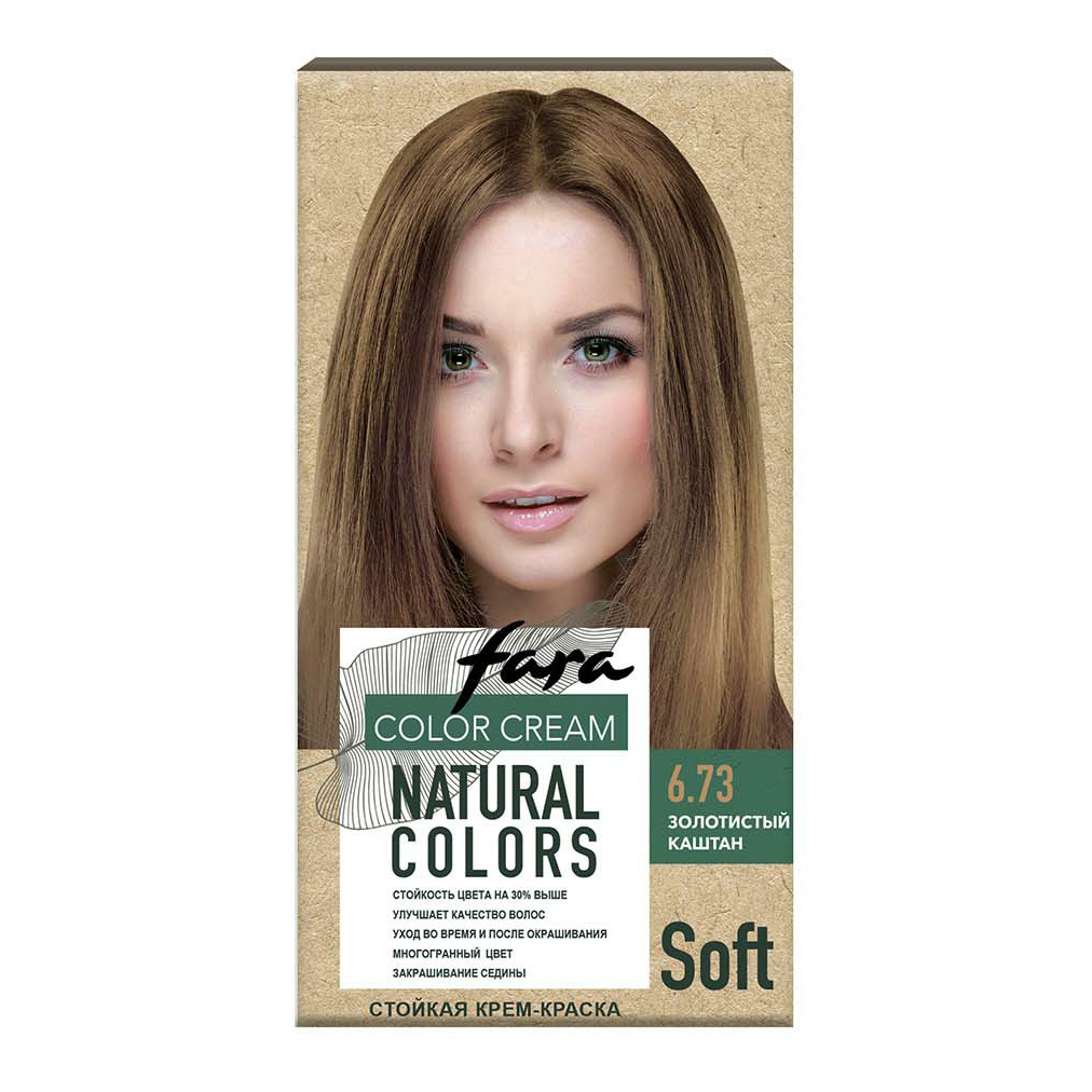 фото Крем-краска для волос fara natural colors soft 306 золотистый каштан 150 мл