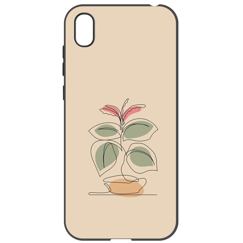 фото Чехол-накладка krutoff soft case цветок для huawei y5 (2019) черный