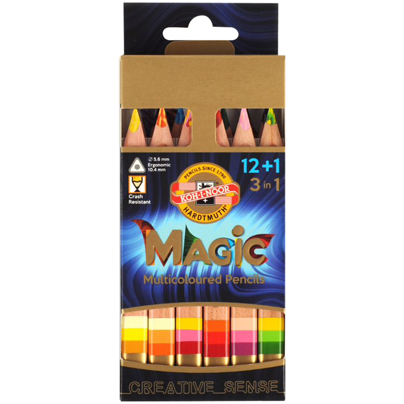 

Карандаши Koh-I-Noor Magic 13 цв утолщенный точилка+ластик, Разноцветные