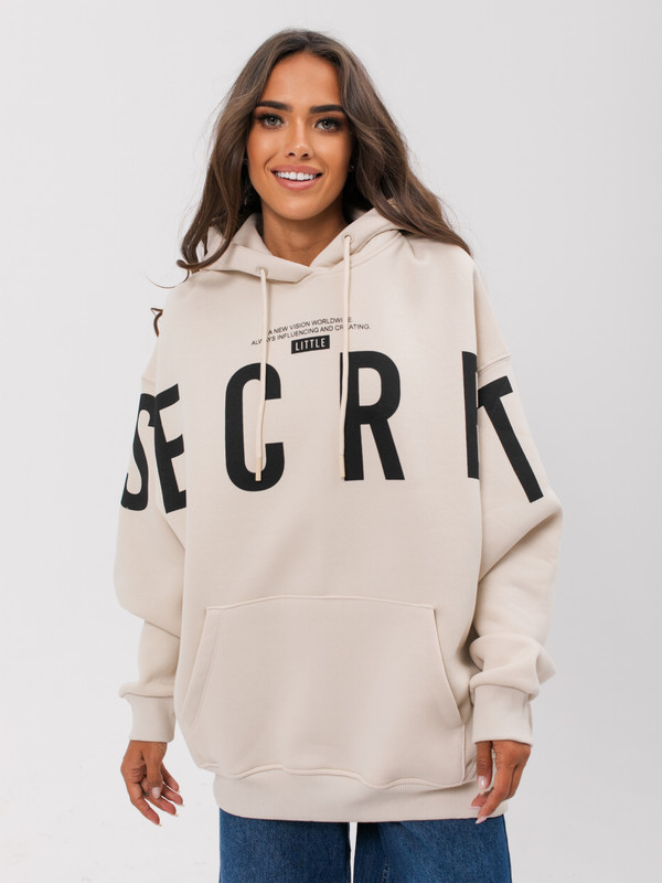 

Худи женское Little Secret uz200232 бежевое ONE SIZE, uz200232