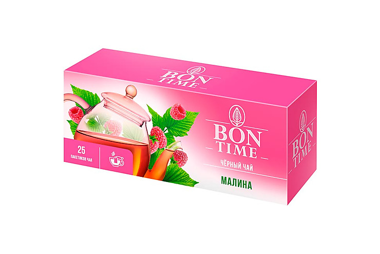 Чай черный Bontime Малина 25 пакетиков 37 г 4шт