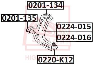 

Рычаг передний правый Nissan Micra C+C III/Micra III/Note 03>12 ASVA 0224015