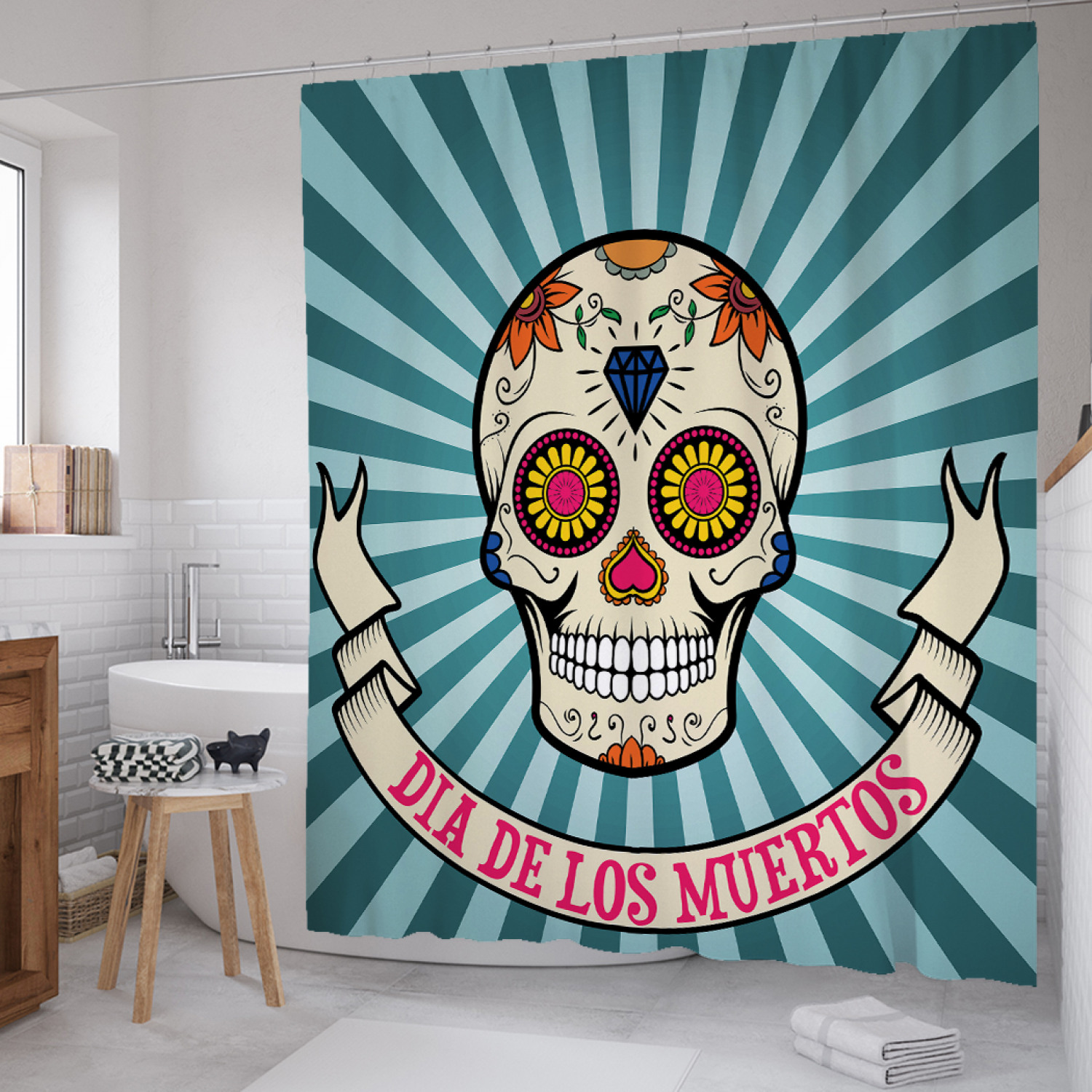 

Штора для ванной JoyArty "Череп в стиле поп-арт" из сатена, 180х200 см с крючками, Голубой, Череп в стиле поп-арт