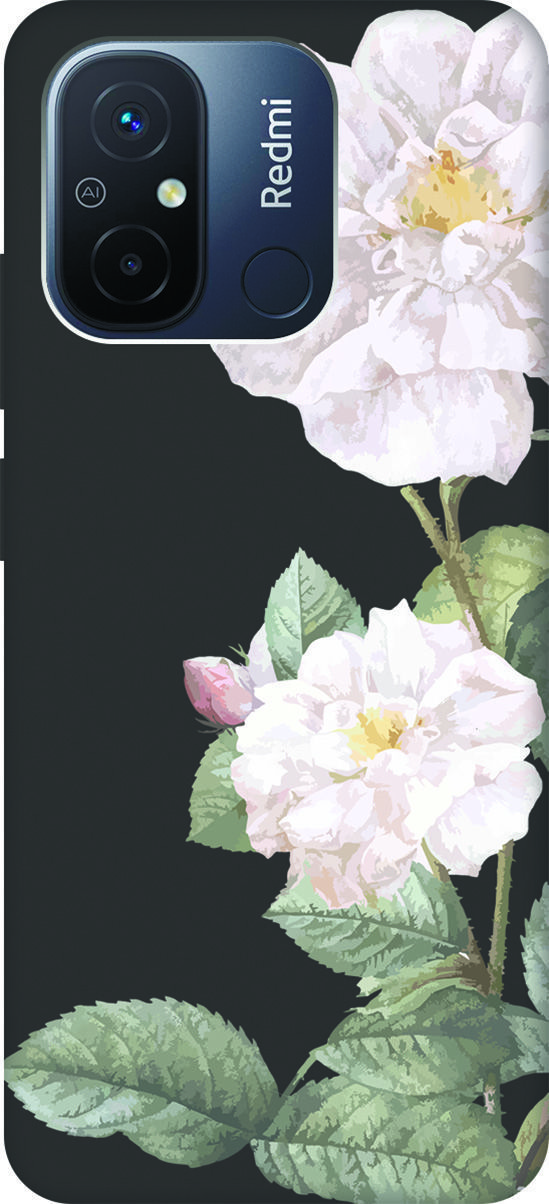 

Чехол на Xiaomi Redmi 12C с 3D принтом "White Rose" черный, Черный;желтый, 158936