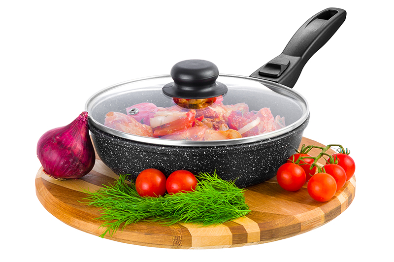 

Сковорода Elan Gallery Гармония вкуса глубокая с крышкой чёрный мрамор съёмная ручка 20 см, Черный, Elan Gallery-75
