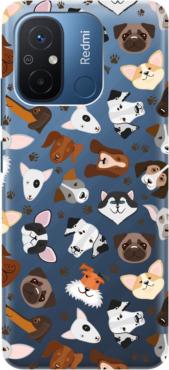 

Чехол на Xiaomi Redmi 12C с 3D принтом "Dogs Pattern" прозрачный, Прозрачный;коричневый, 158934