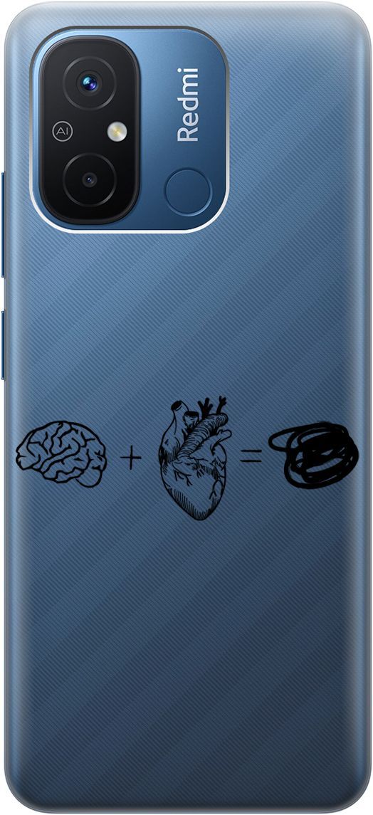 

Чехол на Xiaomi Redmi 12C с 3D принтом "Brain Plus Heart" прозрачный, Прозрачный;черный, 158934