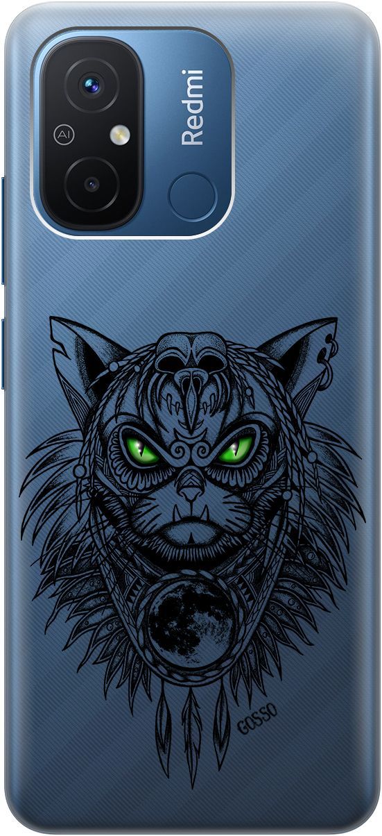 

Чехол на Xiaomi Redmi 12C с 3D принтом "Shaman Cat" прозрачный, Прозрачный;черный, 158933