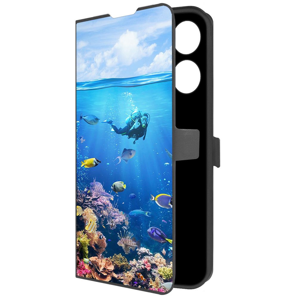 

Чехол-книжка Krutoff Eco Book для TECNO Spark 10 Pro Австралия, Большой Барьерный Риф, Черный