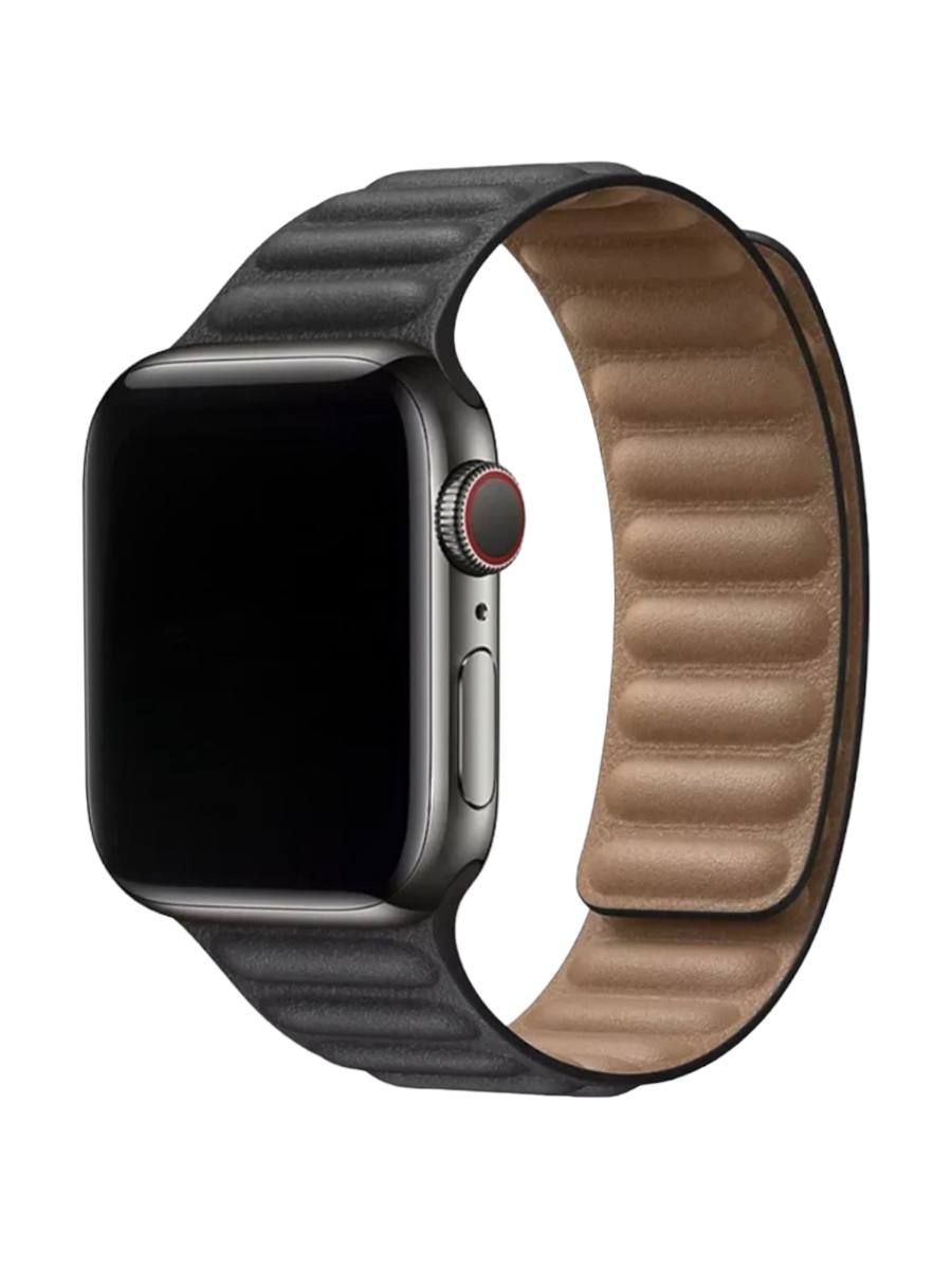 Ремешок для Apple Watch кожаный 42/44/45/49 черный