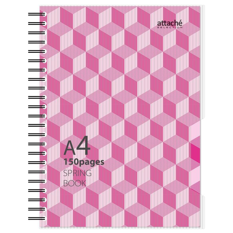 

Бизнес-тетрадь А4,150л,кл,плас.спир.Attache Selection SPRING BOOK роз 84233