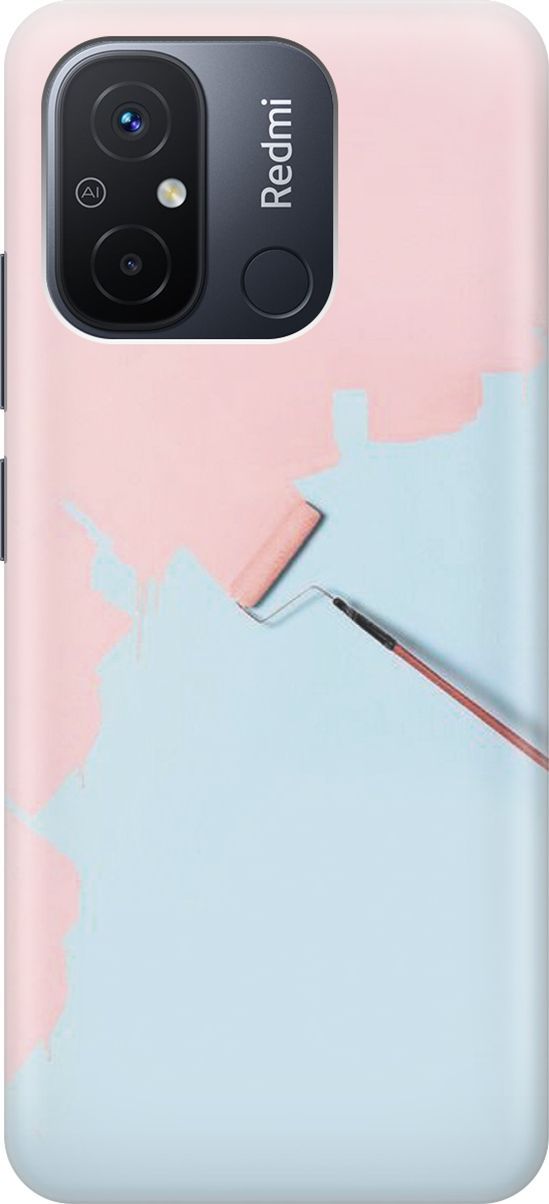 

Чехол на Xiaomi Redmi 12C "Голубая стена, розовая краска", Голубой;розовый, 158928
